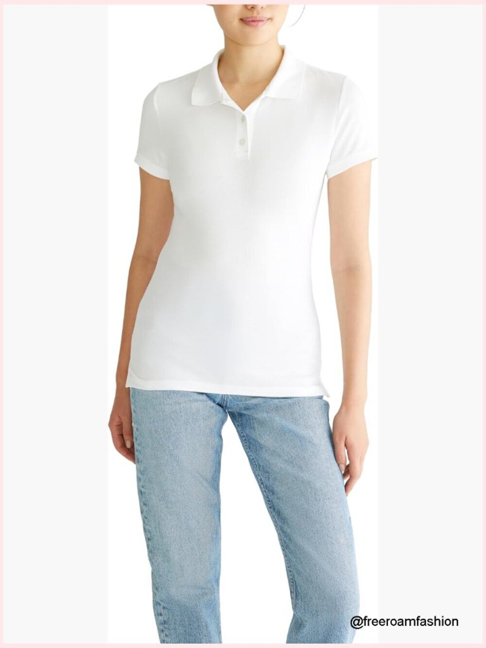 Women's Slim Fit Stretch Cotton Polo Short Sleeve, Uniform Ready, Logo-Free,